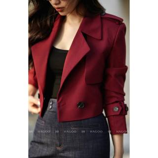 Áo khoác Kaki lửng nữ HAGOO phối cúc phong cách hiện đại dáng crop [B959]