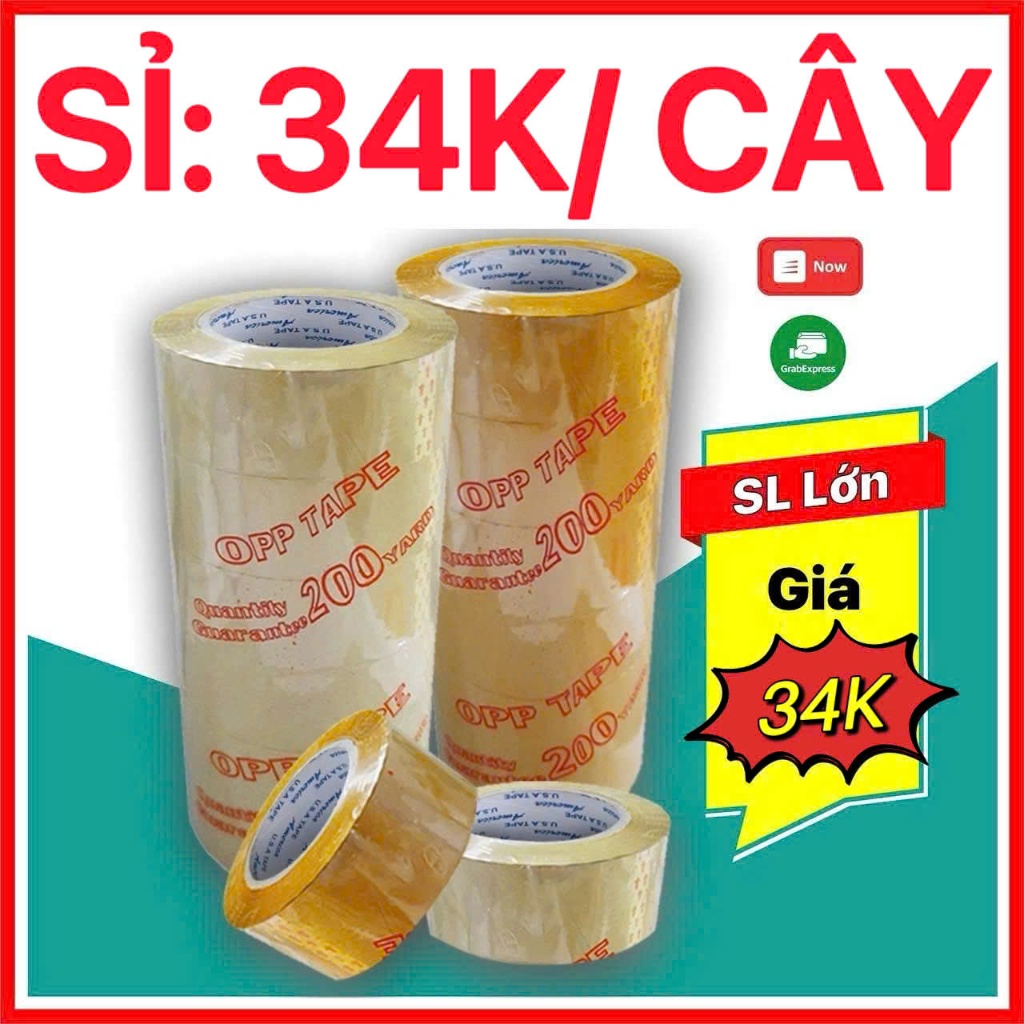 [XẢ KHO] Băng Keo, Băng Dính Trong/Đục 4.8cm - 200Yard (1.8kg/cây 6 Cuộn), Băng Keo 100Y, 200Y Dán Thùng,Đóng Gói - 1