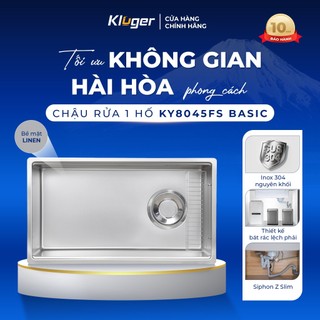 Chậu rửa bát Kluger KY8045FS phong cách Nhật, bát rác lệch, bề mặt LINEN dễ vệ sinh
