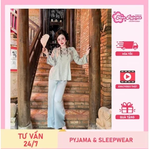 Pháp phục bộ bà ba,áo gấm truyền thống phối hợp quần lụa lạnh cao cấp(Size40-52kg)