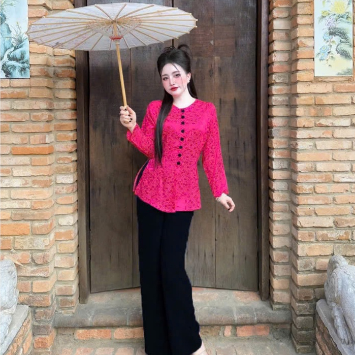 [SĂN HÀNG-HỎA TỐC]Pháp phục bộ bà ba,áo gấm truyền thống phối hợp quần lụa lạnh cao cấp(Size40-52kg)