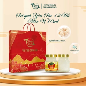 Hộp quà biếu tặng cao cấp 12 hũ mix vị yến sào chưng sẵn Song Phát 70ml