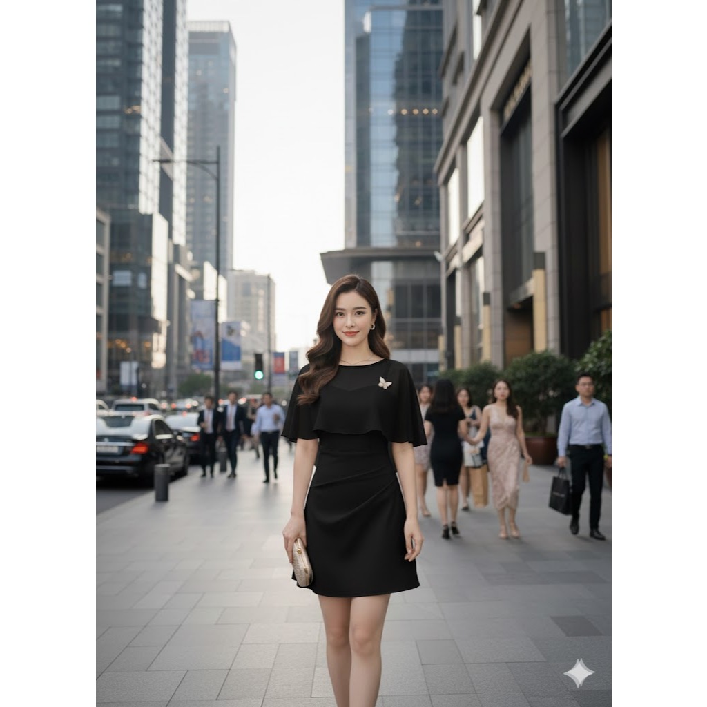 Váy đi tiệc hai dây có mút ngực KÈM khăn choàng và tag hoa đủ size