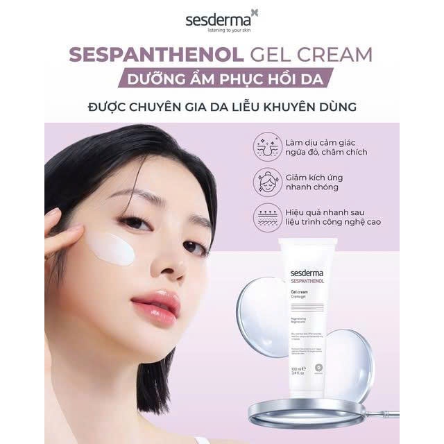 Kem dưỡng ẩm làm dịu, phục hồi da cấp tốc Sesderma Sespanthenol Gel Cream (100ml)
