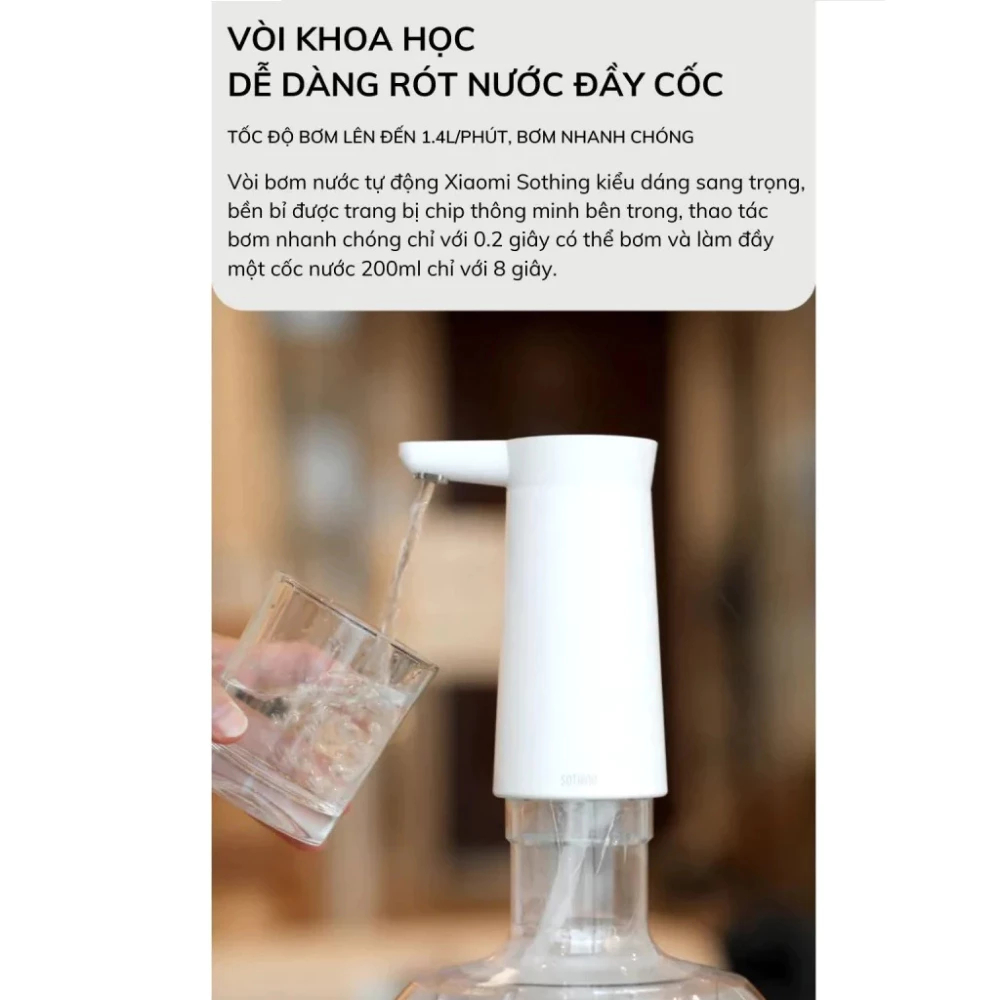 Vòi Nước Tự Động XM DSHJ-S-2004 Thông Minh, Tiện Lợi, Tốc Độ Bơm 1.4Lít/phút, Pin 2000mAh