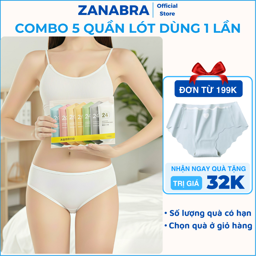 Set Quần Lót Du Lịch, Đi Biển Dùng 1 Lần Tiện Lợi – Quần Lót Cotton Đóng Túi Tiệt Trùng An Toàn ZANABRA