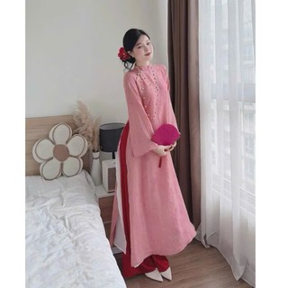 Áo dài cách tân tơ tằm TƯỜNG VY đính charm, áo dài 4 tà kèm quần lụa LAVIAN AD38