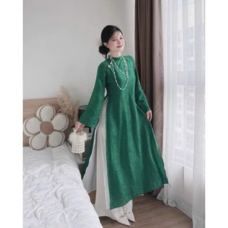 Áo dài cách tân tơ tằm TƯỜNG VY đính charm, áo dài 4 tà kèm quần lụa LAVIAN AD38