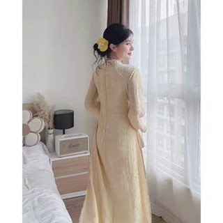 Áo dài cách tân tơ tằm TƯỜNG VY đính charm, áo dài 4 tà kèm quần lụa LAVIAN AD38