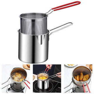 Nồi Chiên Ngập Dầu Inox 304 Dáng Dài Kèm Rổ Lọc - Nồi Chiên Mini Tiết Kiệm Dầu, Bắt Từ Tốt