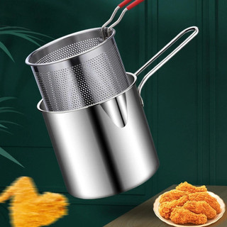 Nồi Chiên Ngập Dầu Inox 304 Dáng Dài Kèm Rổ Lọc - Nồi Chiên Mini Tiết Kiệm Dầu, Bắt Từ Tốt