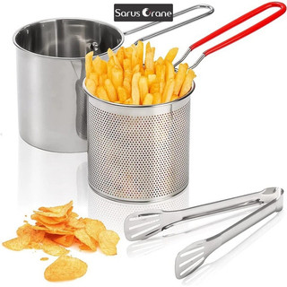 Nồi Chiên Ngập Dầu Inox 304 Dáng Dài Kèm Rổ Lọc - Nồi Chiên Mini Tiết Kiệm Dầu, Bắt Từ Tốt