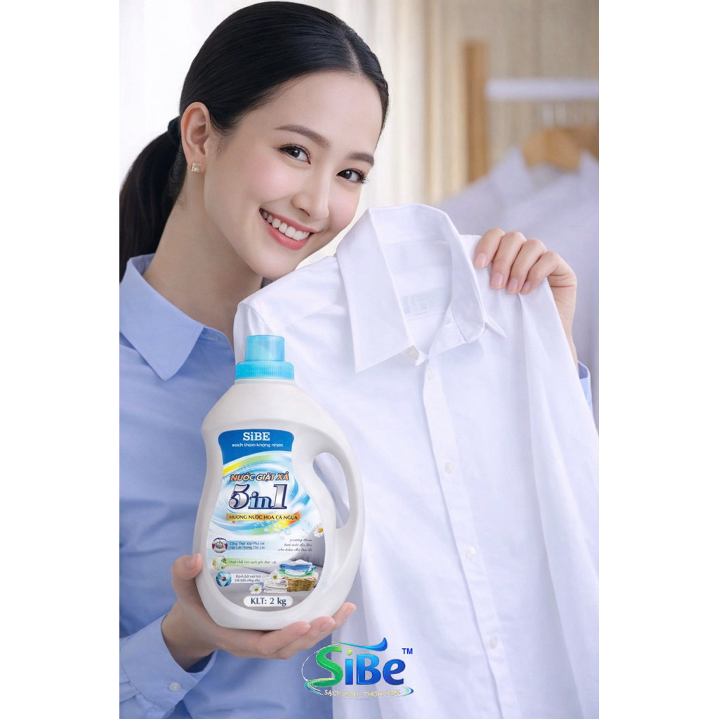 combo 6 lít tặng 1 túi nước giặt xả SiBE m lưu hương nước hoa