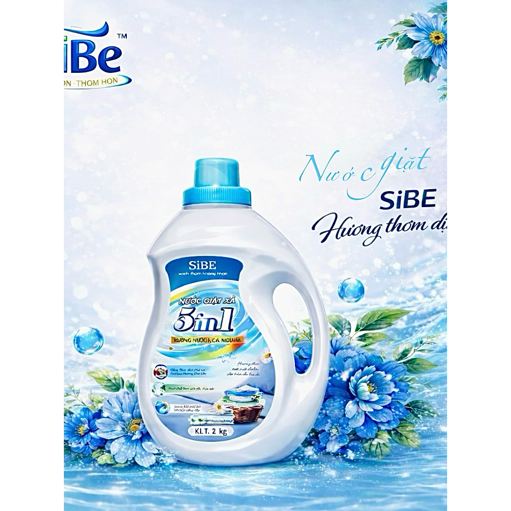 combo 6 lít tặng 1 túi nước giặt xả SiBE m lưu hương nước hoa