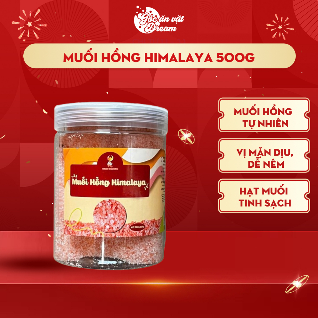 Muối Hồng Himalaya 500g Tự Nhiên, Muối Khoáng Ăn Kiêng Healthy, Gia Vị Nấu Ăn Organic
