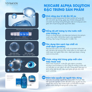 Dung dịch làm sạch lens, ngâm rửa và bảo quản kính áp tròng mềm Nixcare Alpha 160ml