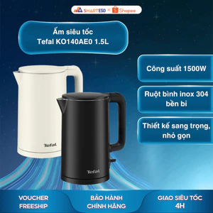 Ấm siêu tốc Tefal KO140AE0 1.5L - Rise/Black - Công suất 1500W - Bảo hành chính hãng 24 tháng