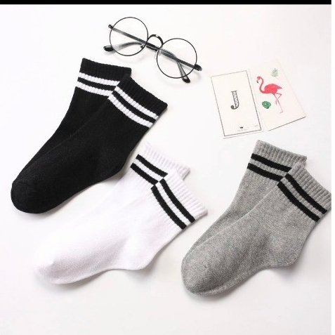 Set 10 Đôi Tất Cổ Ngắn Kẻ Ngang Hàn Quốc Thời Trang Unisex Co Giãn 4 Chiều Dày Dặn Thoáng Khí