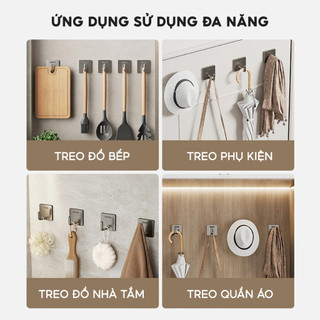 Móc Dán Tường Inox 304 Siêu Dính Chịu Lực 8KG - Móc Treo Quần Áo, Đồ Nhà Tắm, Nhà Bếp Đa Năng