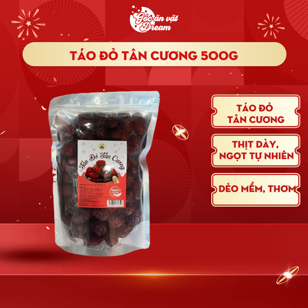 Táo Đỏ Tân Cương 500g, Táo Tàu Khô Ngọt Thanh Tự Nhiên, Trái Cây Khô Dinh Dưỡng Ăn Vặt