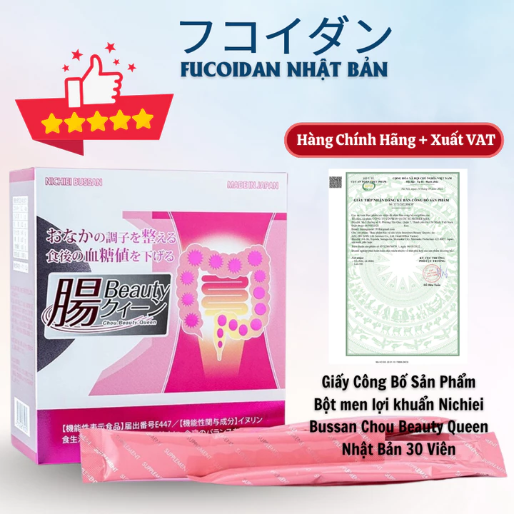 Men Lợi Khuẩn Inulin Chou Beauty Queen Nichiei Bussan Nhật Bản 30 Gói - Hỗ Trợ Tiêu Hóa Táo Bón