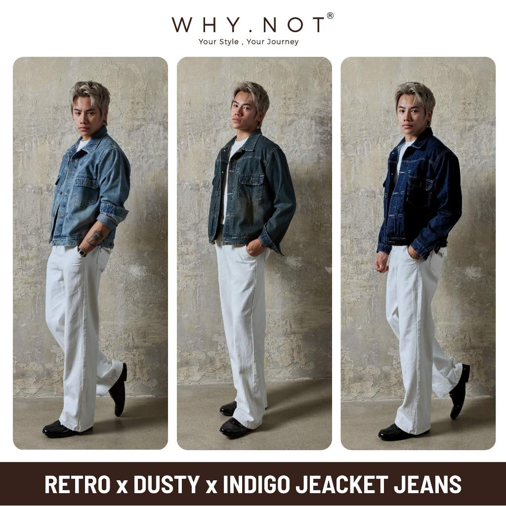 [WHY.NOT] Striped Jeans Jacket - Áo Jean Nam Form Rộng Hoạ Tiết Kẻ Sọc Màu Xanh Chiều Dài Vừa Phải