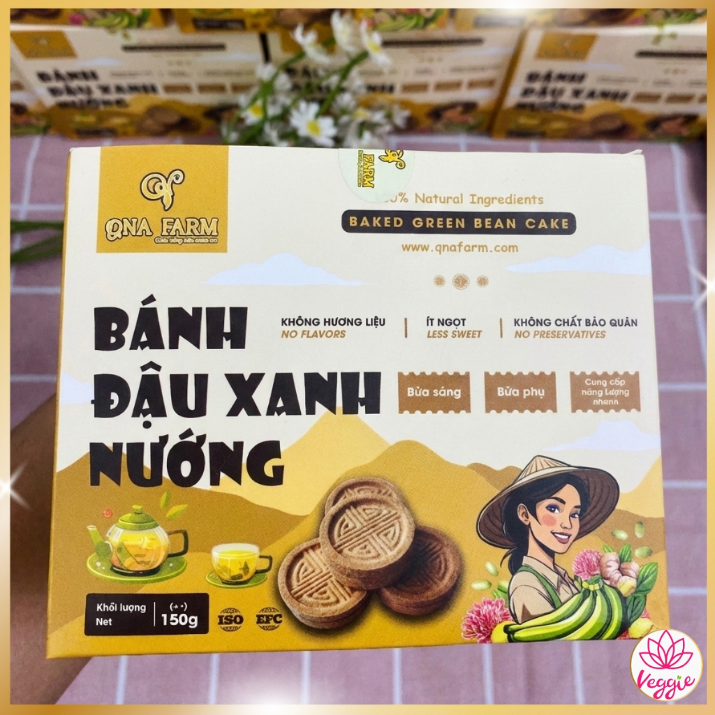 Bánh đậu xanh nướng QNA Farm hộp giấy 150g