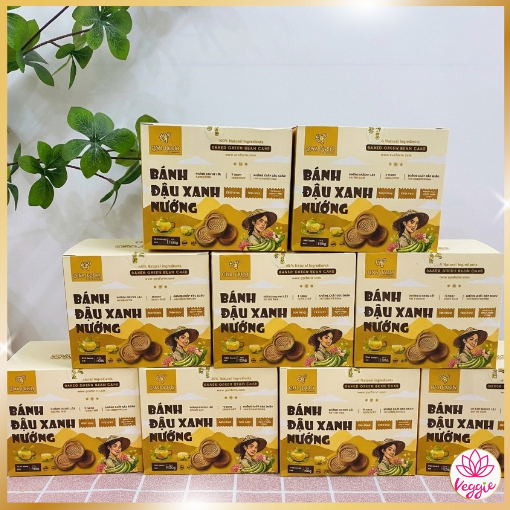 Bánh đậu xanh nướng QNA Farm hộp giấy 150g