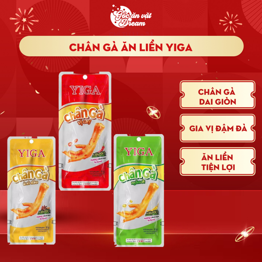 Date 20/9 Chân Gà Ăn Liền Yiga Cay Đậm Vị, Giòn Cay Thơm Ngon Snack Ăn Vặt