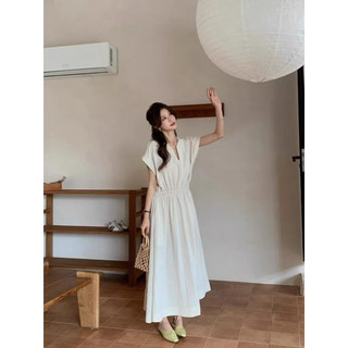Grace Dress / By Cor/ Đầm Linen tay liền cổ V Freesize