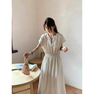 Grace Dress / By Cor/ Đầm Linen tay liền cổ V Freesize