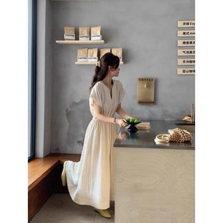 Grace Dress / By Cor/ Đầm Linen tay liền cổ V Freesize