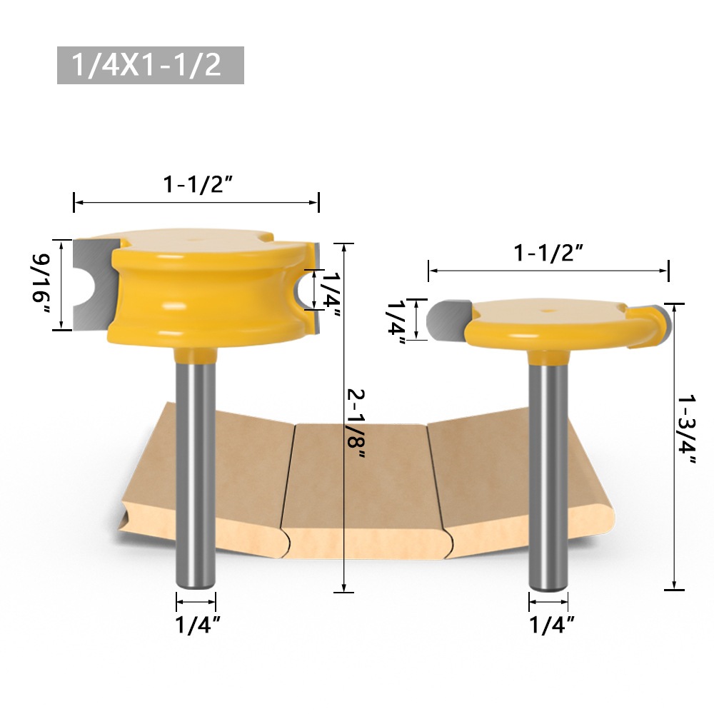 Bộ 2 mũi phay gỗ mũi soi ghép ván mộng bán nguyệt cốt 12.7mm