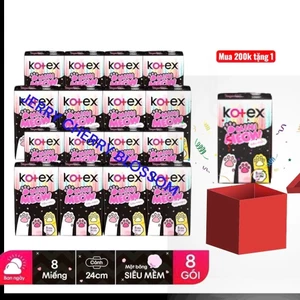 Bộ 16 gói băng vệ sinh Kotex Mini meow siêu mềm 8 miếng/gói 24cm