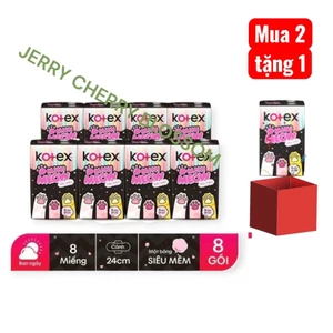 Bộ 8 gói băng vệ sinh Kotex Mini meow siêu mềm 24cm 8 miếng/gói