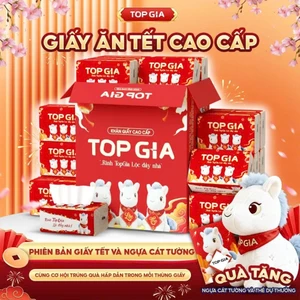 Giấy ăn rút Top Gia, thùng 20 gói giấy Tết 2026, khăn giấy cao cấp 280 tờ, 4 lớp siêu mềm mịn