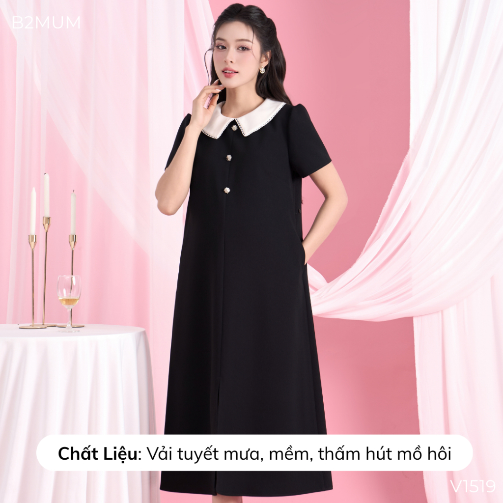 Váy Bầu Suông Dáng Dài Dành Cho Mẹ Bầu & Sau Sinh, Trẻ Trung Mặc Đi Chơi, Lễ Tết V1519 B2MUM