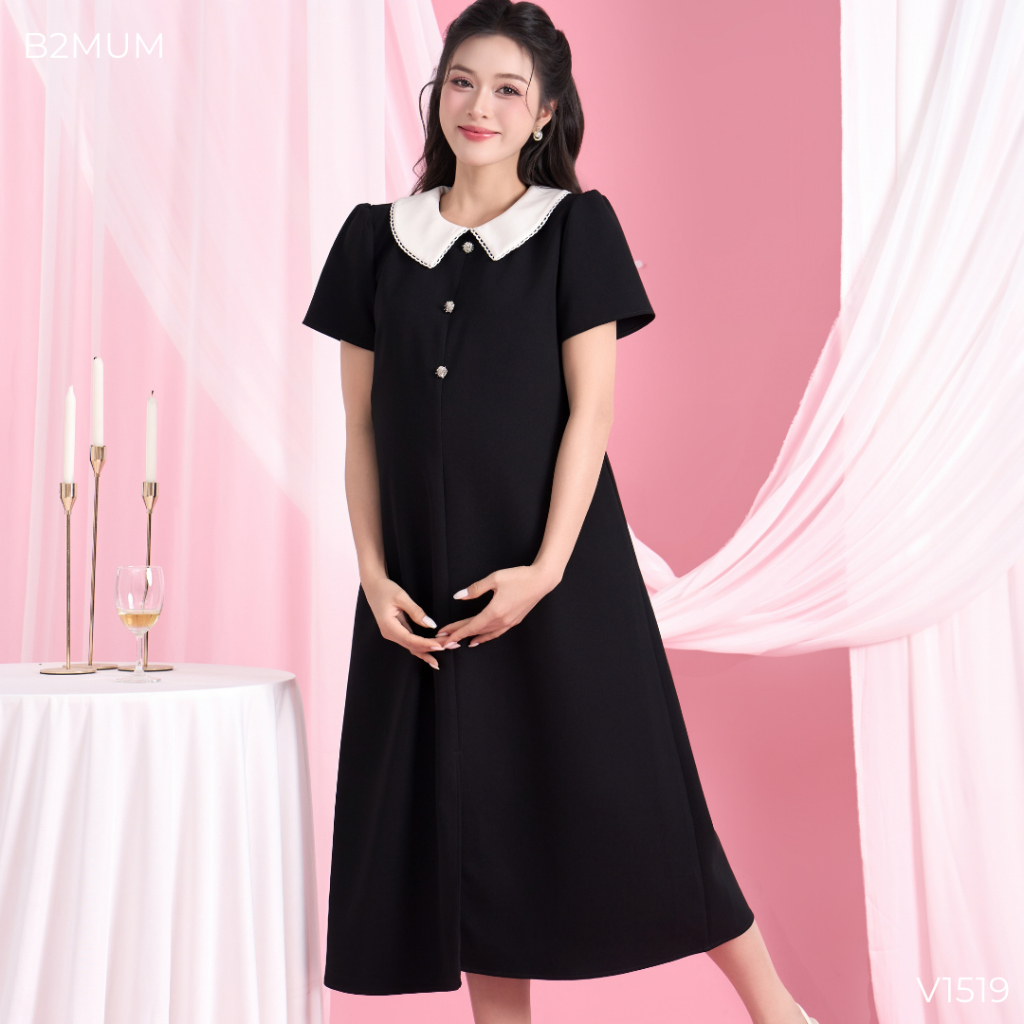 Váy Bầu Suông Dáng Dài Dành Cho Mẹ Bầu & Sau Sinh, Trẻ Trung Mặc Đi Chơi, Lễ Tết V1519 B2MUM