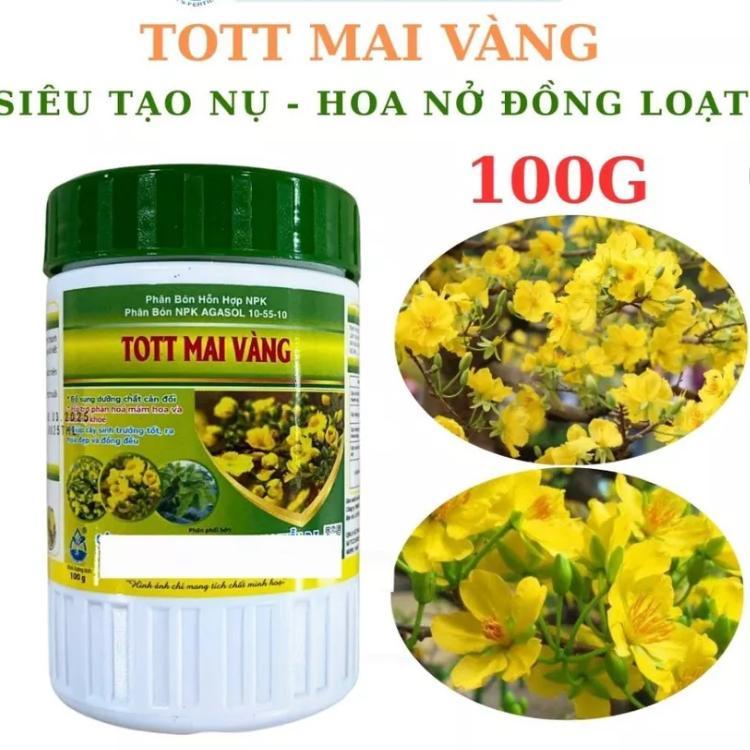 Phân bón siêu lân 10-55-10+TE tạo nụ kích hoa mai vàng -Lọ 100gr