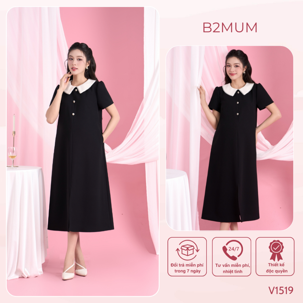 Váy Bầu Suông Dáng Dài Dành Cho Mẹ Bầu & Sau Sinh, Trẻ Trung Mặc Đi Chơi, Lễ Tết V1519 B2MUM