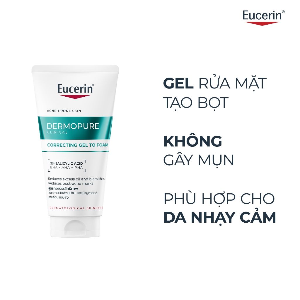 Gel rửa mặt giảm mụn & mờ thâm Eucerin® DermoPure Clinical Correcting Gel To Foam 75ml | Skincare | BigBuy360 - bigbuy360.vn