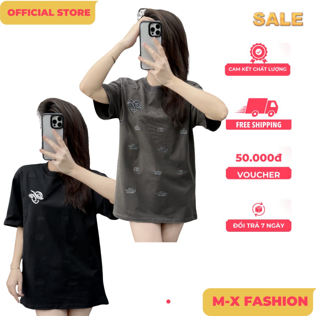 ÁO thun nam QC cổ tròn họa tiết thêu tay ngắn phong cách trẻ trung chuẩn from