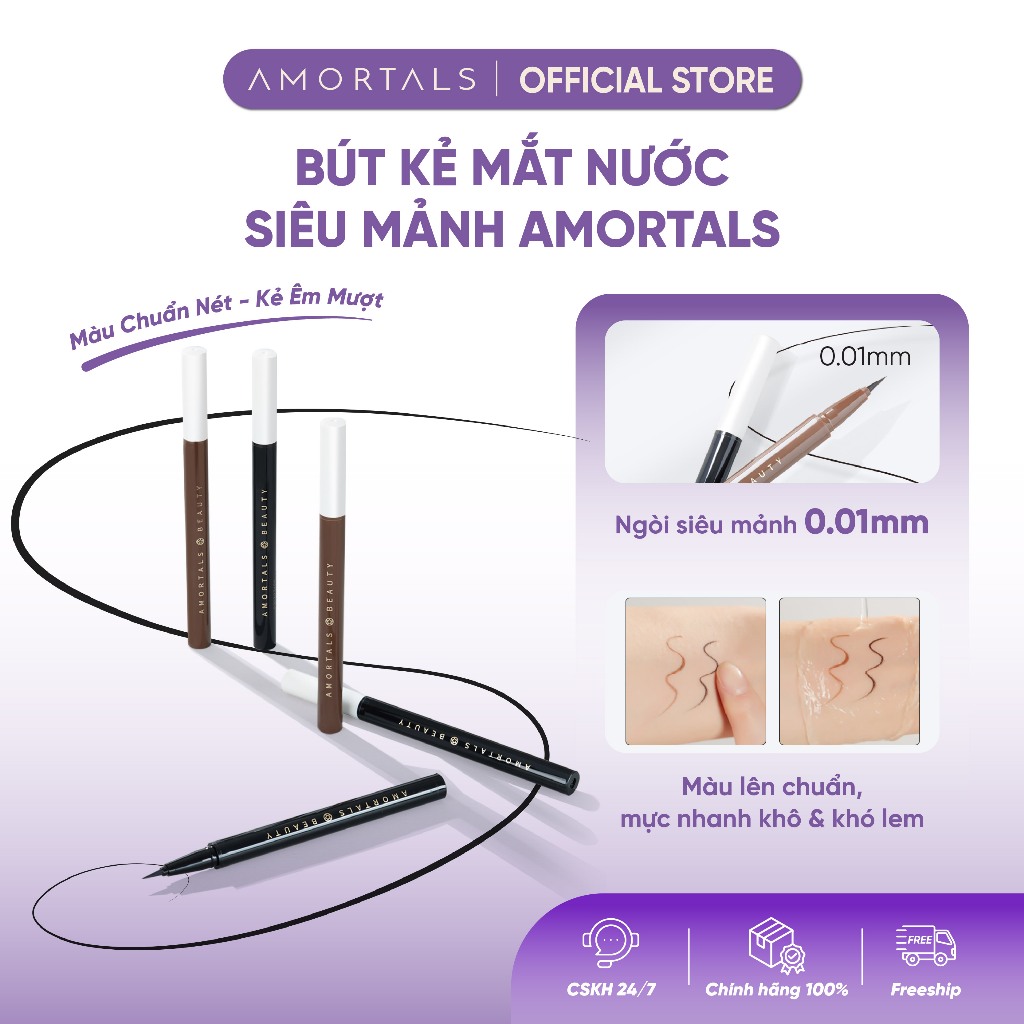 Bút Kẻ Mắt Nước Amortals Siêu Mảnh 0.01mm , Lâu Trôi, Chống Nước, Không Lem, Dễ Dùng Cho Người Mới