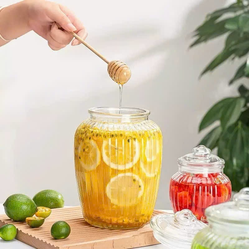 Combo 3 Hũ Thủy Tinh Sọc Hình Quả Bí – Đựng Gia Vị, Ngâm Trái Cây, Đồ Khô (Nhiều Dung Tích)