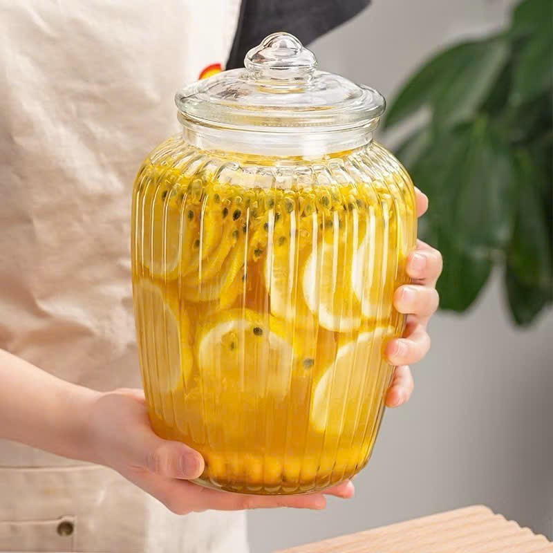 Combo 3 Hũ Thủy Tinh Sọc Hình Quả Bí – Đựng Gia Vị, Ngâm Trái Cây, Đồ Khô (Nhiều Dung Tích)