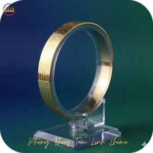Lắc Tay Dạng Vòng Hở Khắc họa Tiết Thái Lan Màu vàng Sang Trọng Làm Phụ Kiện trang trí Cá Nhân