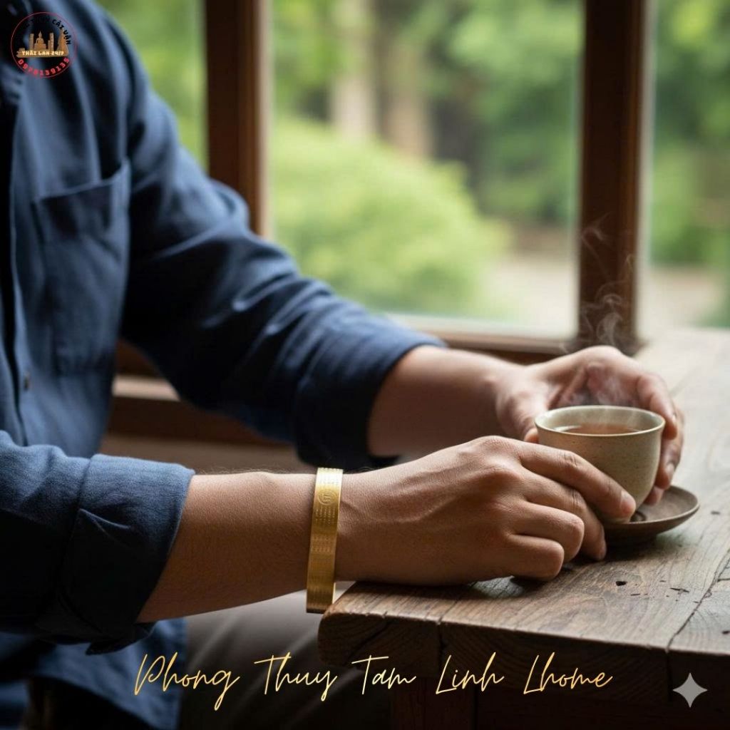Lắc Tay Dạng Vòng Hở Khắc họa Tiết Thái Lan Màu vàng Sang Trọng Làm Phụ Kiện trang trí Cá Nhân