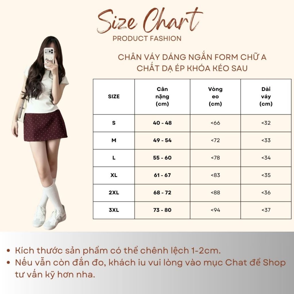 Chân váy nữ BIGSIZE Mèo Ú chân váy dáng ngắn form chữ A chất dạ ép khóa kéo sau họa tiết chấm bi phong cách Hàn Quốc 590