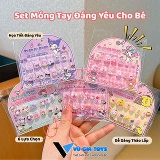 Set Móng Tay Giả Họa Tiết Kuromi, Kitty, Cinnamoroll In 3D Xinh Xắn, Thiết Kế Sẵn Keo Dễ Dán, Phụ Kiện Thời Trang Cho Bé
