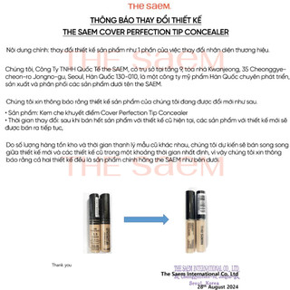Kem Che Khuyết Điểm THE SAEM Hàn Quốc Cover Perfection Tip Concealer SPF28 PA++ Triệt Sắc Đều Màu Da